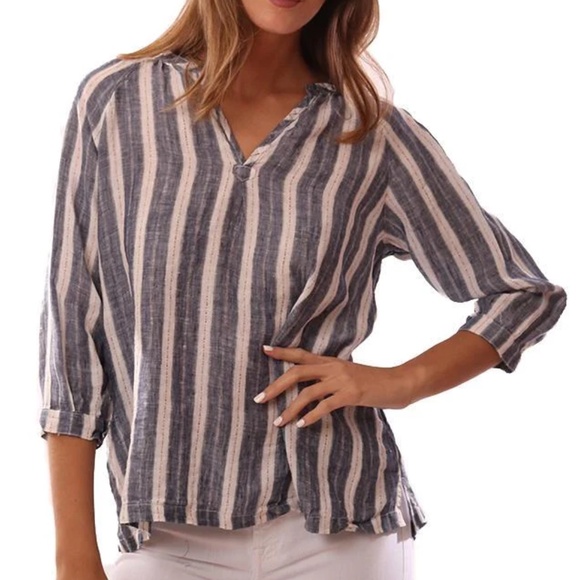 Free People Linen Stripe Tunic - Picture 1 of 6